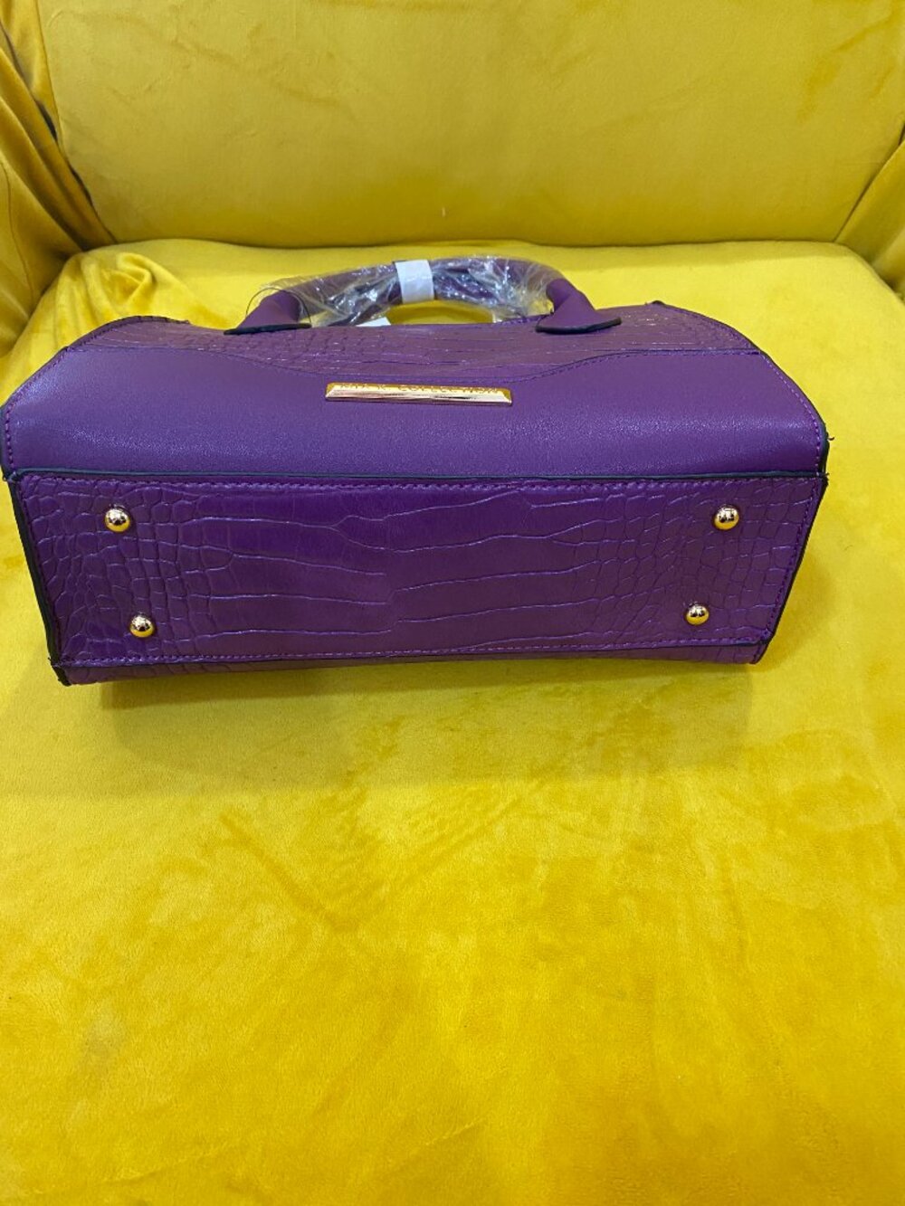 MKF Mia K Collection Purple Croc Embossed Satchel Handbag NWT Vegan Leather - Picture 5 of 9